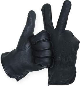 Guantes de Cuero de Piel de Ciervo Negra de Grano Completo para Hombre - Product Image 3
