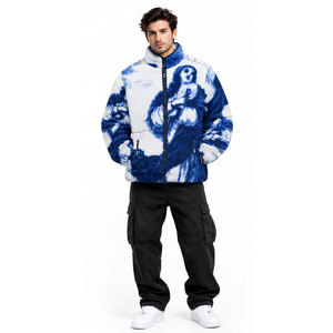 Veste polaire personnalisée pour homme, couleur et impression au choix, unisexe, épaisse, zippée, chaude pour l'hiver, en sherpa. - Product Image 2