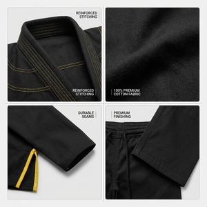 100% Cotton High Quality Judo Gi Uniform BJJ Brazilian Jiu Jitsu Suit Polyester Cotton Unisex Black Martial Arts Training Wear - Product Image 3