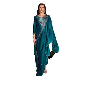 Latest Beautiful Handwork on Shimmer Vichitra Fabric with Inner <b>Kurti</b> Pent With Designer Embriodary Dupatta <b>for</b> <b>Women</b> Collection - Product Image 1