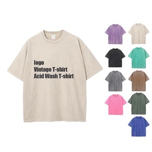 Custom Oversized Blank 275gsm High Quality <b>Drop</b> Shoulder Oversized 100% Cotton Men Vintage <b>Acid</b> Wash T-Shirt - Product Image 4