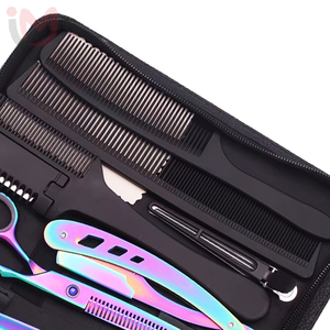 Ensemble de barbier en acier inoxydable de haute qualité, ciseaux de coupe de cheveux arc-en-ciel durables, ciseaux à effiler argentés - Product Image 2