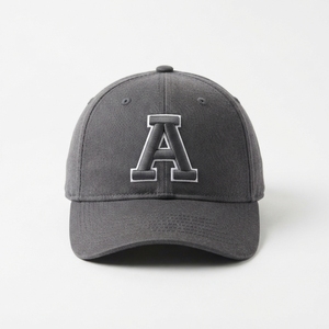 Gorra de Béisbol Unisex Gris con Letra A Bordada en 3D en el Panel Frontal, Gorra Casual Ajustada de 6 Paneles - Product Image 1
