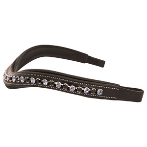 Trendy Horsekraft Customized English PU Leather Brow Band Horse Bridle Soft Padded Brown <b>Quick</b> Dry -Cob-Full <b>Linked</b> Crystals - Product Image 4