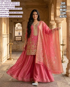 Mehefil Roop Traditional Silk Bhandhani Dupatta Embroidered Quick Dry Floor-Length Wedding Party Women's <b>Kurti</b> - Product Image 1