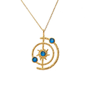 Pendentif El Joyero exclusif en topaze bleue, chaîne plaquée or 18 carats, bijoux artisanaux faits à la main, cadeau pour femme, cadeau d'anniversaire - Product Image 3