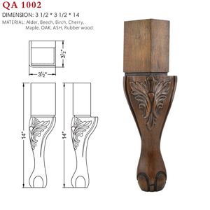 Pieds de canapé classiques en bois sculpté, pieds de canapé modernes en bois massif pour la mise à niveau et le remplacement de meubles - Product Image 1