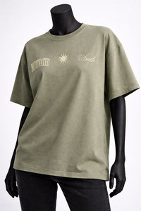 T-shirt en coton surdimensionné pour femme, imprimé graphique, coupe ample, style streetwear décontracté, col rond, épaules tombantes, tee-shirt tendance - Product Image 5