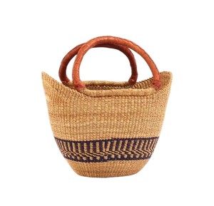 Bolso Tote de Paja Hecho a Mano de Calidad Superior con Asa de Cuero Marrón Chevron, Bolso de Playa de Seagrass Natural, Moda - Product Image 1