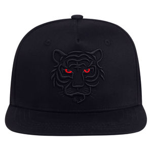Casquette snapback noire avec visage de tigre brodé en 3D, style streetwear unisexe, chapeau décontracté pour toutes les saisons, taille adulte 58-60 cm - Product Image 1