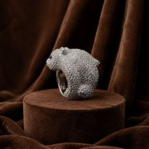 Animal Face Moissanite <b>Ring</b> 925 Sterling Silver Iced Out Round Diamond <b>Crystal</b> Band for Women Gift <b>Ring</b> - Product Image 6