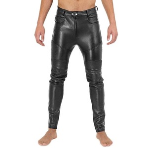 <b>Men</b> Genuine Leather <b>Pants</b> Classic Fit Comfortable Design Waterproof Zipper Fly Pockets Perfect for Casual and Formal Wear - Product Image 1