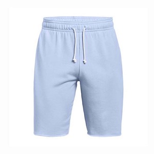Shorts Bermuda en coton bleu clair uni pour homme avec cordon de serrage à la taille, style décontracté, taille mi-haute, tissu tricoté - Product Image 1