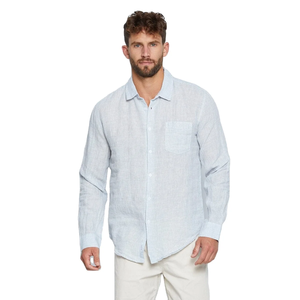 2024 nouveauté hommes séchage rapide 100% coton sergé à manches longues chemise automne vacances mode couleur unie nouveau Style coupe ajustée - Product Image 1