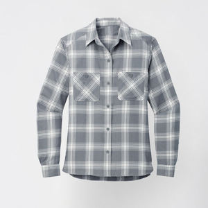 Camisa de Franela Tejida para Mujer con Logotipo Personalizado, Lisa, Casual, con Botones, Manga Larga, Premium, Transpirable, Ecológica, Antiarrugas, 100% - Product Image 4