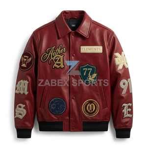 Zabex Sports Custom Eco-Friendly Windproof Winter Varsity <b>Jacket</b> <b>Men</b> Premium Streetwear Embroidered <b>Letter</b> OEM ODM Supply - Product Image 1