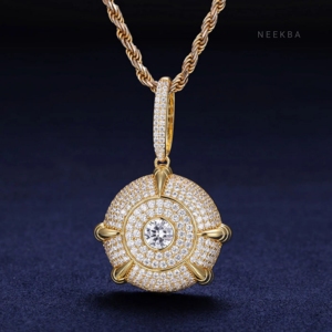 Colgante de medallón de cúpula de moissanita, Plata de ley 925, Joyería hecha a mano, Estilo Hip Hop - Product Image 2