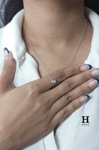 Collier pendentif solitaire minimaliste en diamant, collier délicat en or 14K/18K pour femmes - Product Image 6
