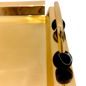 Plateau de service rectangulaire classique en laiton poli avec poignées, durable et écologique, idéal pour les fêtes et les mariages - Product Image 5