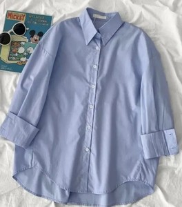 Camisa de Manga Larga para Mujer, Color Rosa, con Botones al Frente, Ecológica, Estilo Vintage, Corte Regular, Protección Solar, Primavera-Verano 2025, Venta al Por Mayor - Product Image 3