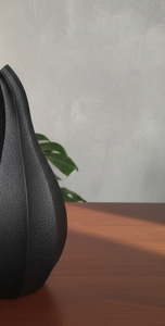 Luxury Spiral Ribbed <b>Matte</b> Black Metal Flower Vase Elegant Handcrafted Modern Home Decor <b>Table</b> Centerpiece Single Unit Only - Product Image 4