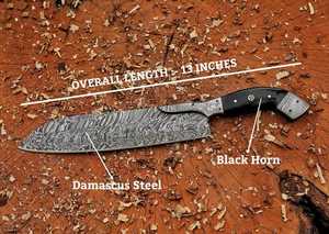 Handmade Damascus Steel Chef <b>Knife</b> 13" In Blade Straight Edge Resin Handle Leather Sheath <b>Sharp</b> Kitchen <b>Knife</b> <b>Set</b> - Product Image 5