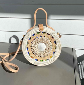 Top Summer 2026 Rattan Bag With Seashell/Women Beach Summer Bag With <b>Leather</b> Straw <b>String</b> Vietnam Cheapest High Quality - Product Image 2