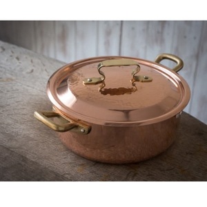 Cacerola Premium de Cobre Puro con Borde Acampanado y Asas de Latón Fundido para Comidas Elegantes y Decoración de Resorts - Product Image 5