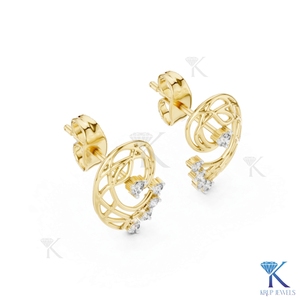 ต่างหูเพชร CVD แบบฝังลายกิ่งไม้ ดีไซน์เกลียววน 14K 18K ทองคำแท้ สำหรับผู้หญิง เครื่องประดับมินิมอล ผลิตโดยผู้ผลิตเครื่องประดับ - Product Image 4