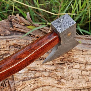 Hache de Damas artisanale avec manche en bois – Outil de collection rustique pour l'extérieur - Product Image 2