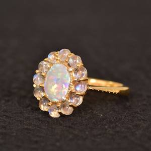 Anillo Halo de Ópalo, Ópalo Natural, Certificado IGI, Plata de Ley 925, Chapado en Oro de 14K, Anillo de Boda, Regalo para Mujer - Product Image 6