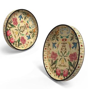 Luxury Glass Floral Art Round Tabletop <b>Vase</b> with Black Border for Birthday & Wedding Decor - Product Image 4