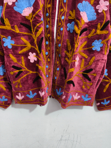 Suzani Embroidered <b>Velvet</b> Short Casual Sweet <b>Jacket</b> <b>Women</b> Breathable Handcrafted Artisan Custom Cotton decent design - Product Image 3