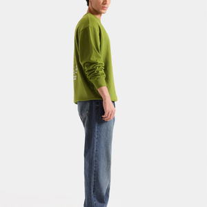 Sweat-shirt en molleton bouclé de luxe avec empiècements latéraux renforcés et bordures côtelées vintage - Product Image 3