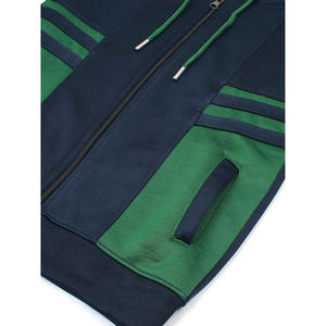 Ensemble de vêtements d'entraînement pour hommes, logo personnalisé, rayures, nylon, coupe slim, jogging, survêtement zippé - Product Image 6