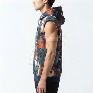 <b>Sleeveless</b> <b>Hoodie</b> Cotton Pullover Hooded Sweatshirt Athletic Workout Gym Training Casual Streetwear Breathable Fabric - Product Image 5
