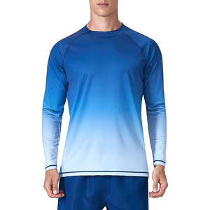 Maillot de bain unisexe sans manches, dégradé bleu et blanc, polyester/nylon 160g, séchage rapide, respirant, anti-UV - Product Image 1