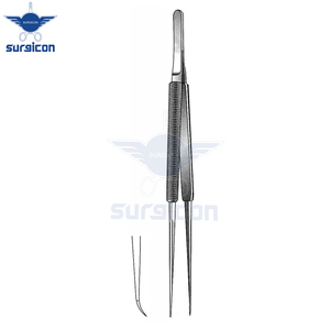 Micropinzas de Sutura Curvas de 15 cm / 6 Pulgadas con Punta Fina de 0.3 mm, Instrumento Microquirúrgico de Acero Inoxidable para Oftalmología - Product Image 2