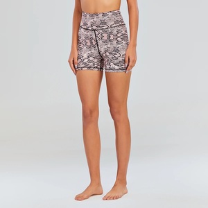 Personlalize Gym Fitness Sets Sublimation Snake Print Workout High Waist <b>Tummy</b> <b>Control</b> Women Sublimation Booty Shorts - Product Image 3