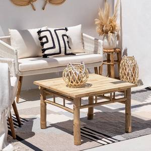 Table basse moderne en bambou, table d'appoint rectangulaire, table basse portable pour l'extérieur, pelouse, camping, patio, tabouret en bois naturel écologique - Product Image 5
