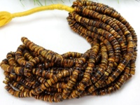 Perle en pierre naturelle œil de tigre marron, lisse et polie, en forme de bouton de roue, 16 pouces, pour la fabrication de bijoux PMEGEMSBEADS