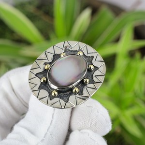 Handmade Mother of Pearl Bezel Setting 925 Sterling <b>Silver</b> Unique Elegant Fashion Gemstone Jewelry Boho <b>Ring</b> for Wedding & Party - Product Image 3