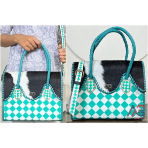 Nuevo Bolso Tote a Cuadros de Cuero Vacuno Genuino, Éxito de Ventas en la Expo de Marzo 2026, Elegante Bolso de Hombro y Bandolera para Mujer - Product Image 1