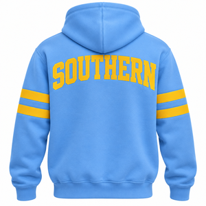 Custom Southern University Jaguars Hoodie HBCU College <b>Spirit</b> Wear Columbia Blue Gold Stripe Pullover Sweatshirt Wholesale - Product Image 2