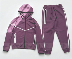 Stitched Zip Hoodie Baggy Track <b>Pants</b> Set Men Tracksuits Custom Heavyweight Fleece 2PC Casual Breathable - Product Image 6