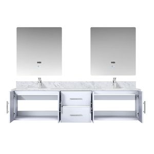 Bianco Lucido 80 Pollici Mobile bagno doppio con lavabo da 22 pollici Piano in Marmo di Carrara 30 Pollici Set di Rubinetti con Specchi LED da 22 Pollici L X 22 Pollici D - Product Image 5