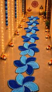Tapetes Florales Reutilizables de Hilo de Pluma para Caminos, Entradas, Pasillos, Diwali, Bodas y Decoración del Hogar, Paquete de 8 - Product Image 2