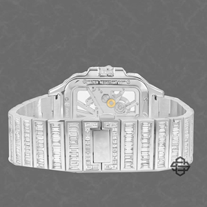 Montre tendance de luxe en acier inoxydable avec cadran carré en verre squelette, diamant Moissanite, mouvement à quartz 41 mm, style Hip Hop et mode affaires - Product Image 4