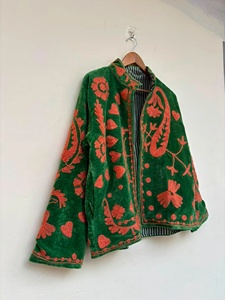 High Demand Suzani Floral Embroidery Jacket <b>Women</b> Cropped Hippie <b>Coat</b> Winter Warm Bohemian Outerwear Wholesale Price - Product Image 1
