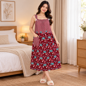Chemise de nuit sans manches pour femme, col carré, longueur genou, imprimé floral, 100 % rayonne, séchage rapide, taille élastique, tenue décontractée - Product Image 6